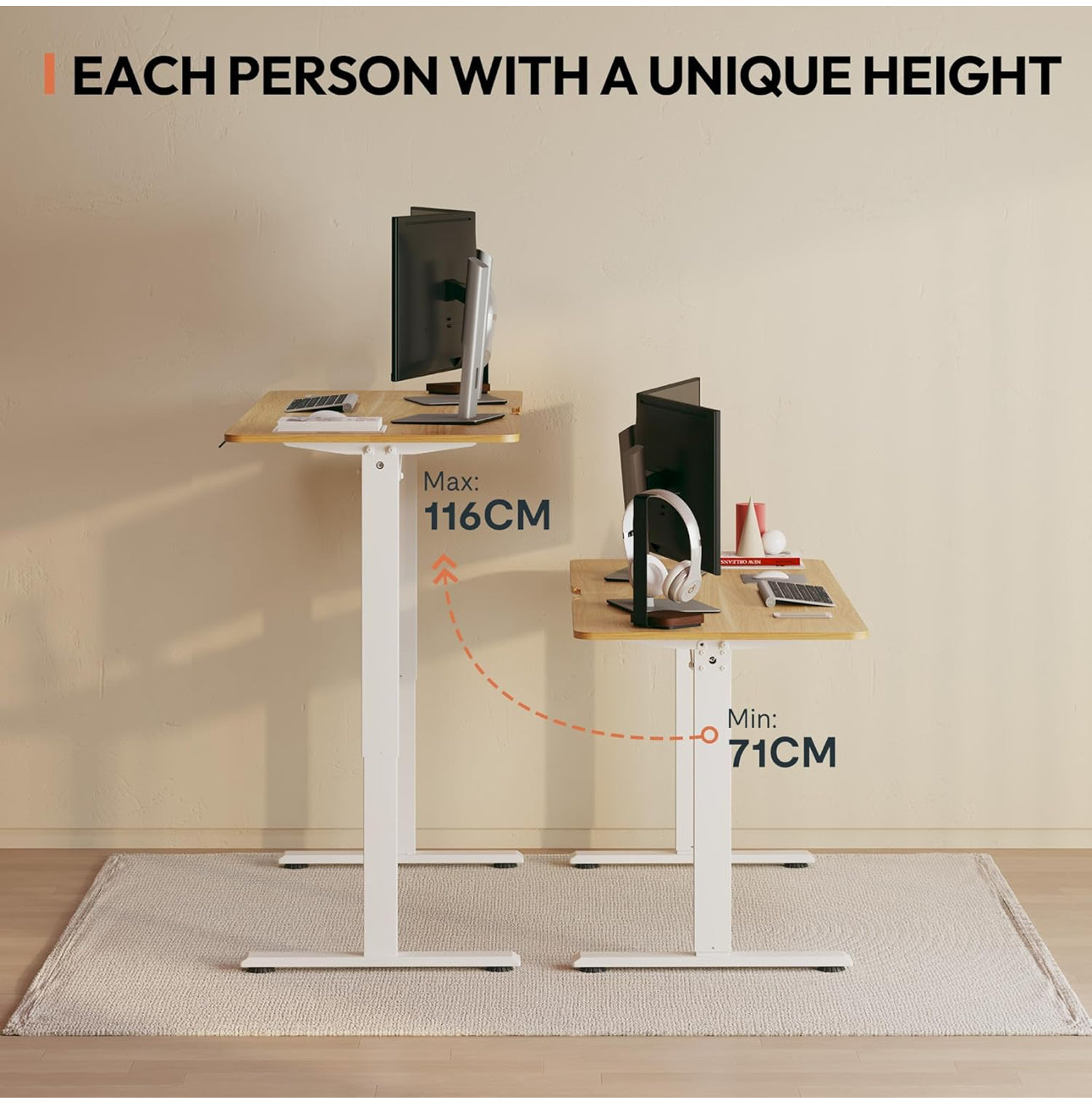 160 × 75 Electric Standing Desk Height Adjustable
