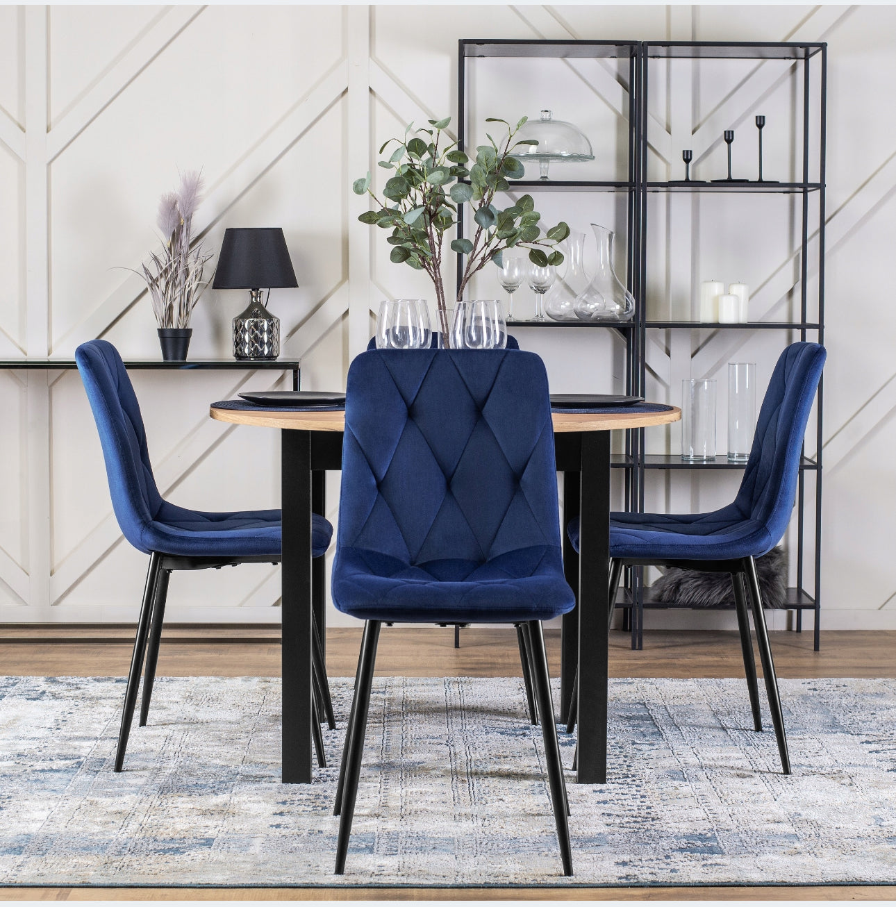 Set of 4x Velvet Upholstered Chair for Dining Room