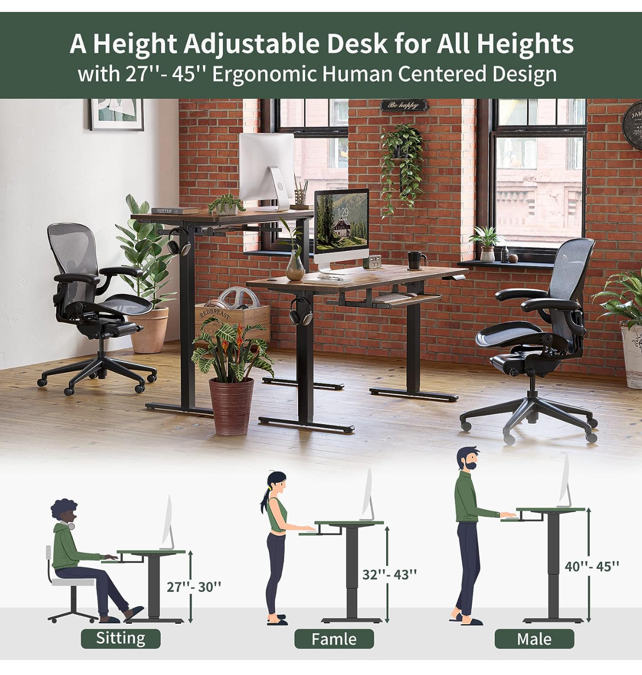 Electric Standing Desk 100 x 60 cm