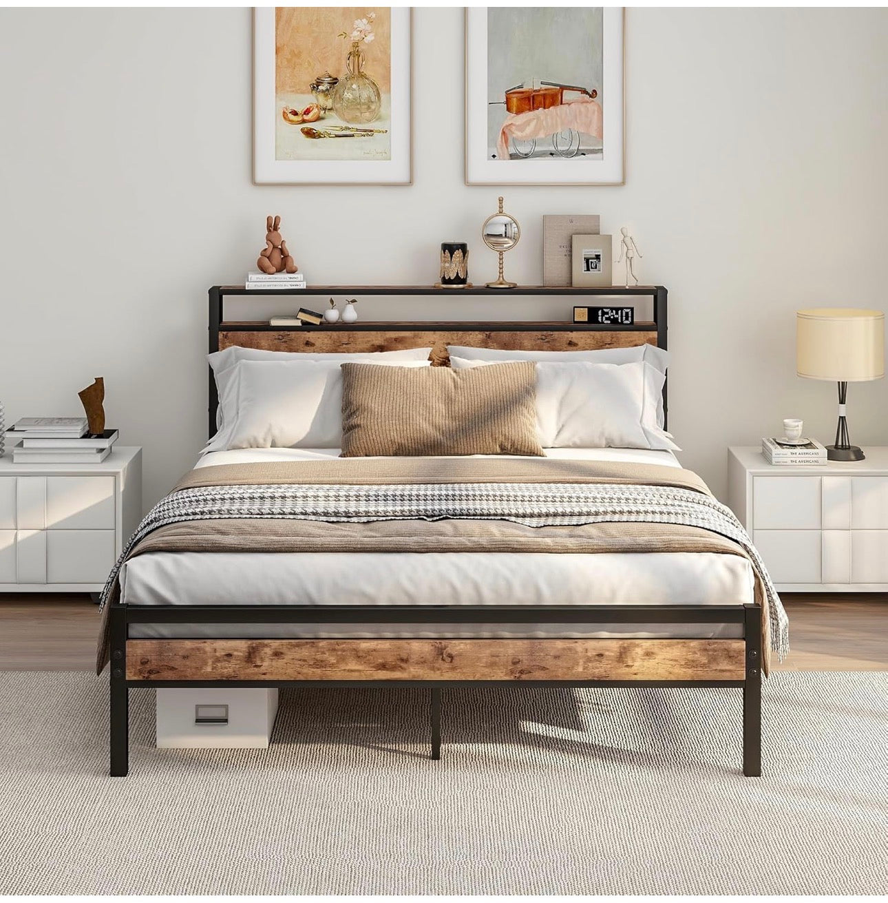 King Size Bed Frame with Storage Wooden