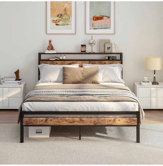 King Size Bed Frame with Storage Wooden