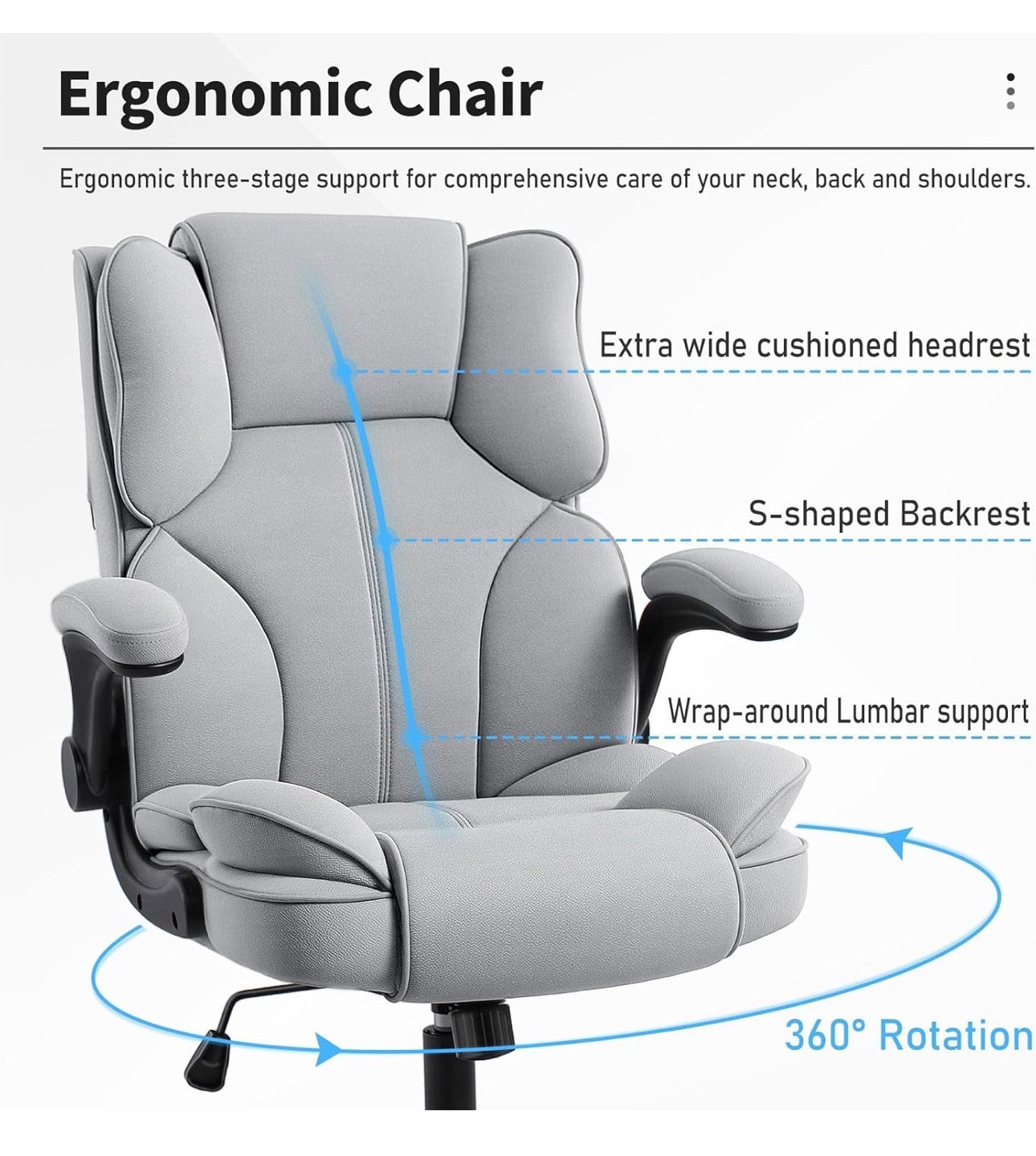 Office Chair,Desk Chair with 90° Flip up Armrest,Computer Chairs for Adjustable Height