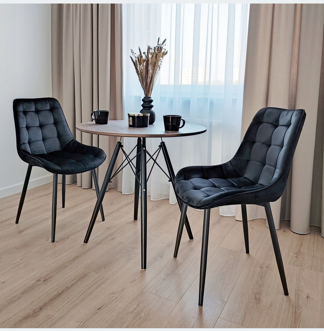 UPHOLSTERED CHAIR BLACK LOFT FOR OFFICE DINING ROOM