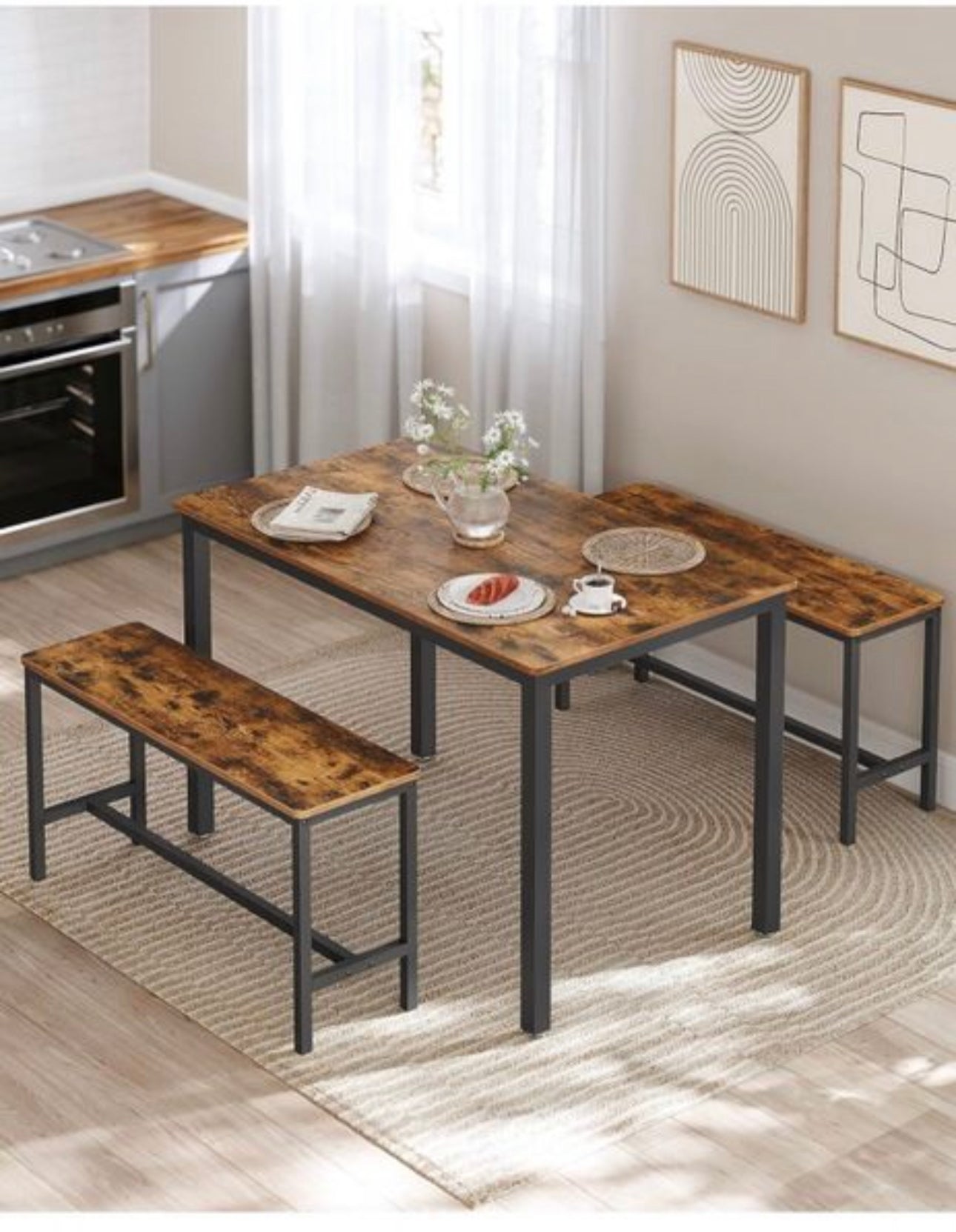 Dining Table with 2 Benches