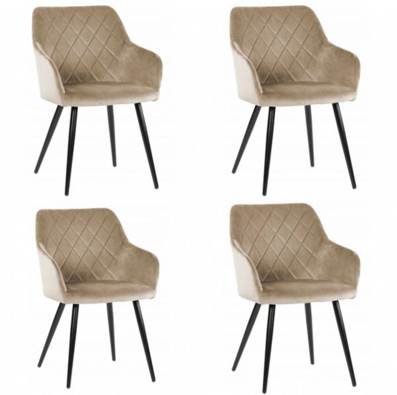 Set of 4 Shades of beige upholstered chairs