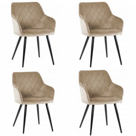 Set of 4 Shades of beige upholstered chairs