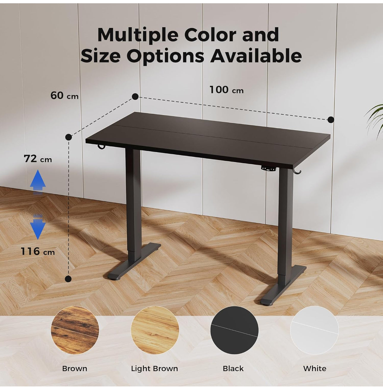 Electric Standing Desk, 100 x 60 cm Height Adjustable Sit Stand Desk with Splice Board