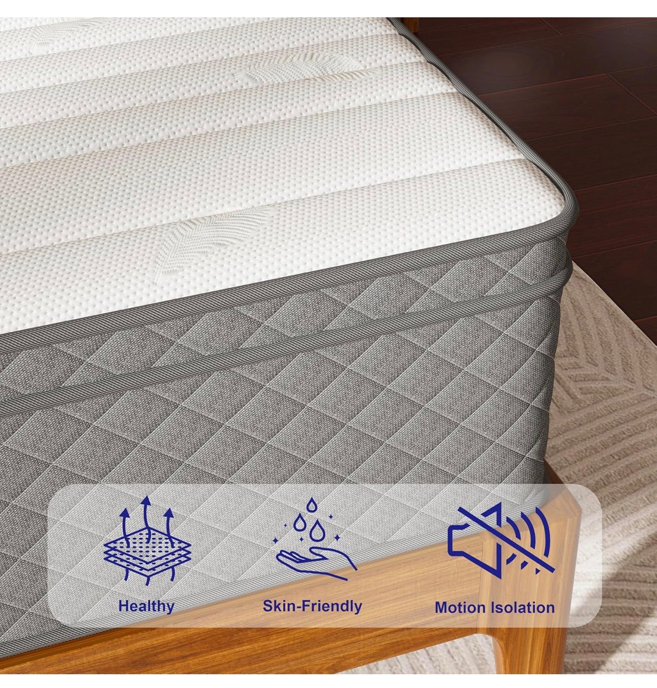12 Inch Double Mattress, 7-Zone Hybrid Double Bed Mattresses, Memory Foam Mattress with Pocket Sprung