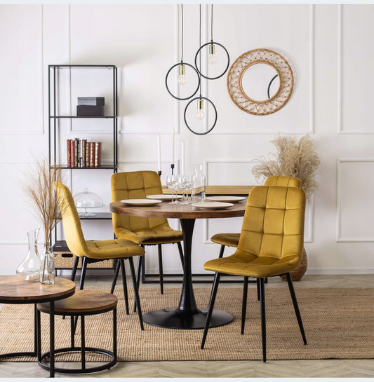 Upholstered Mustard Velor Kitchen Chairs