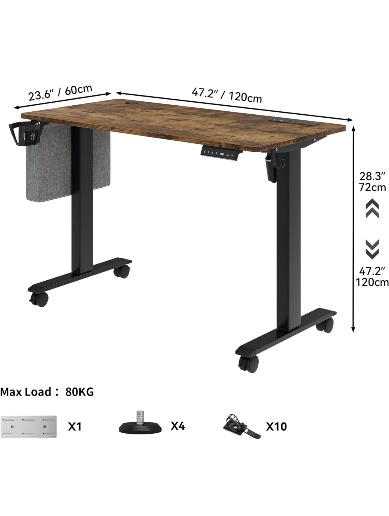 Electric Standing Desk With 2 USB Ports & Power Outlets