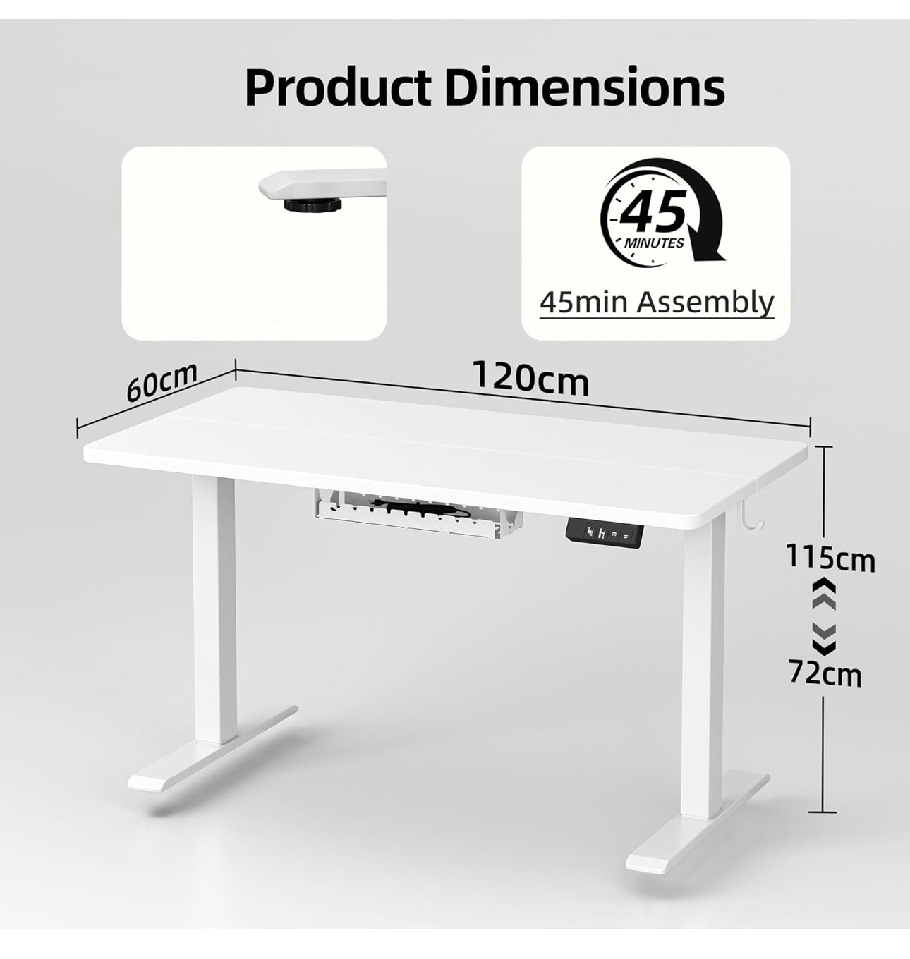 120x60 cm Height Adjustable Electric Standing Desk