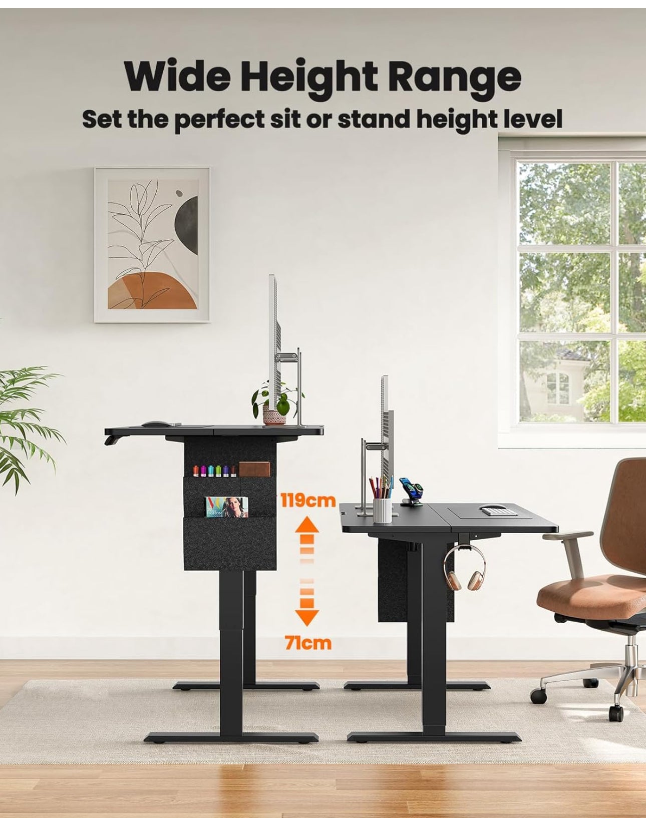 Electric Standing Desk, 100 x 60 cm Height Adjustable