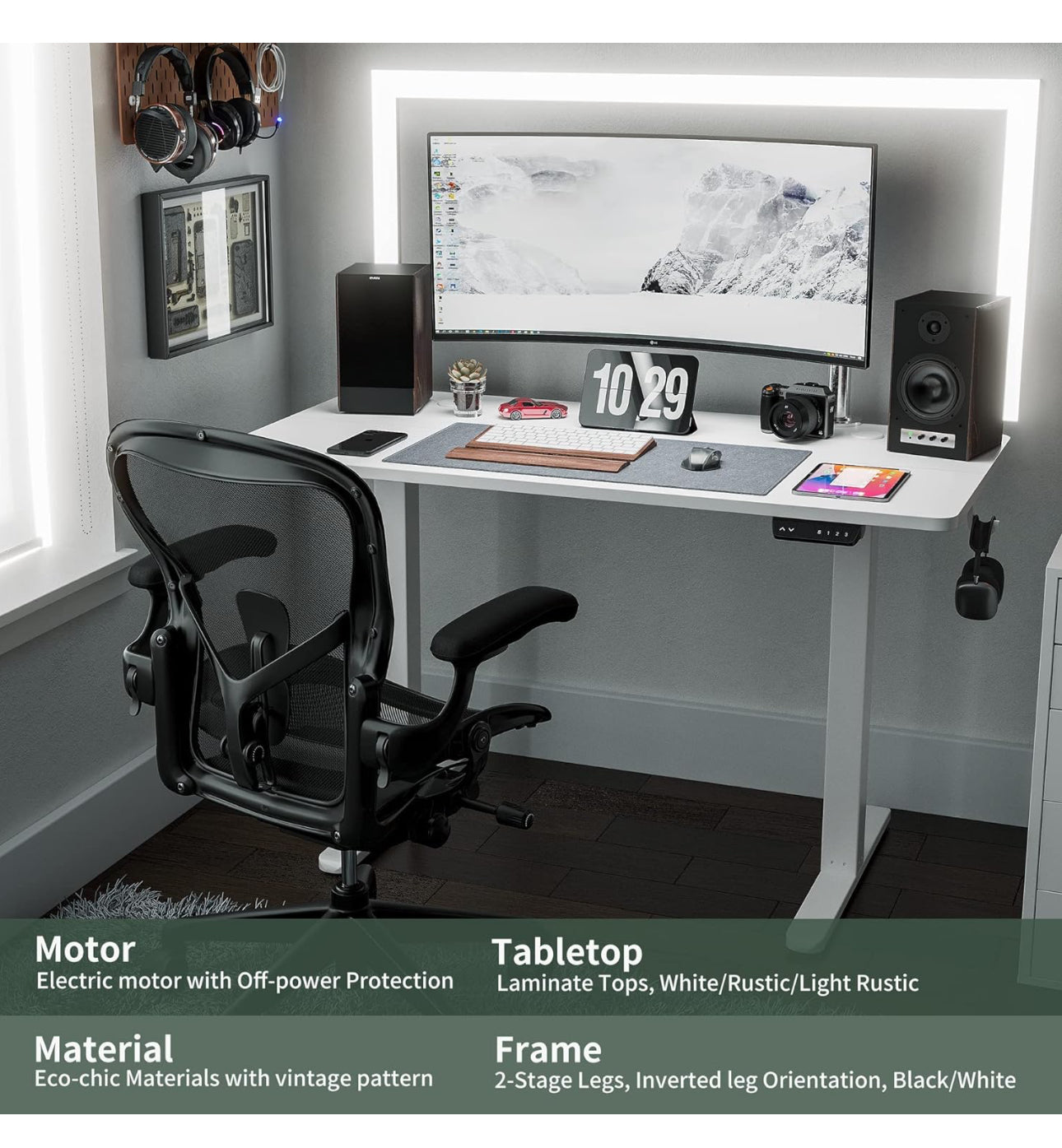Height Adjustable Electric , 100 x 60 cm desk