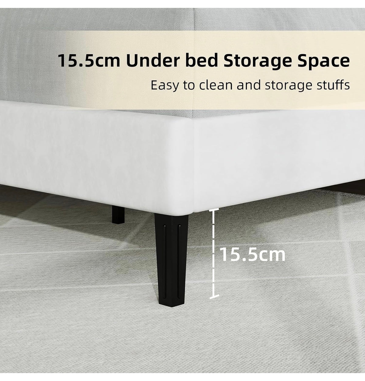 Double Bed Frame with Headboard, 135 X 190, White
Upholstered Bed, Velvet Headboard, Adjustable Height, Wooden Slat Support, No Box Spring Needed