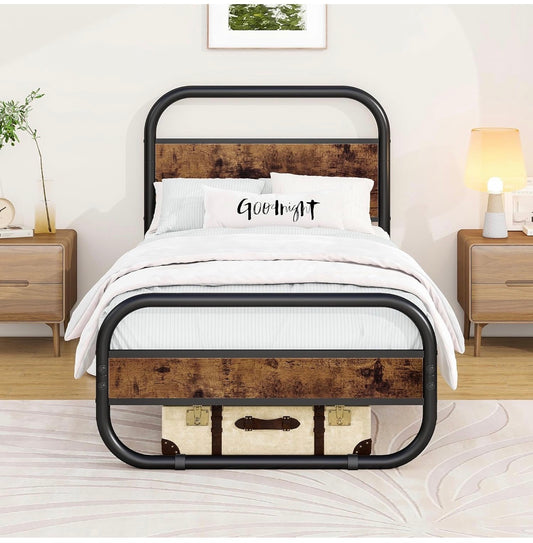 3ft Single Bed Frame with Headboard,Oval-Shaped