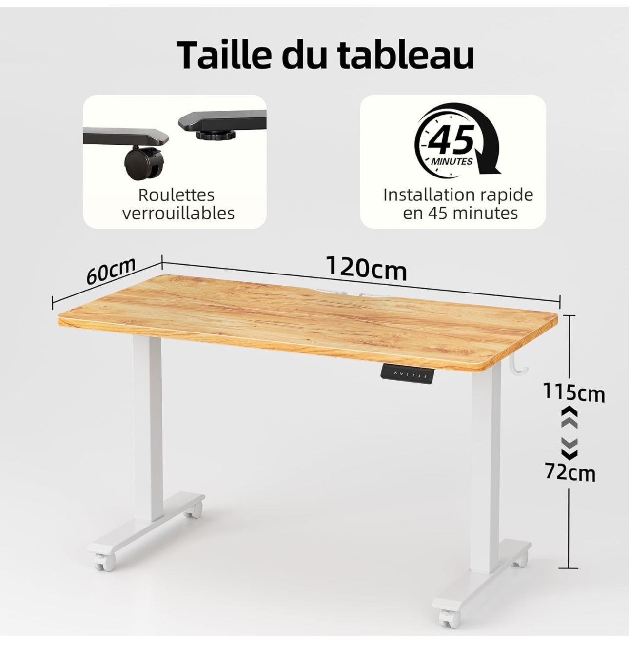 Height Adjustable Electric Standing Desk - 120x60