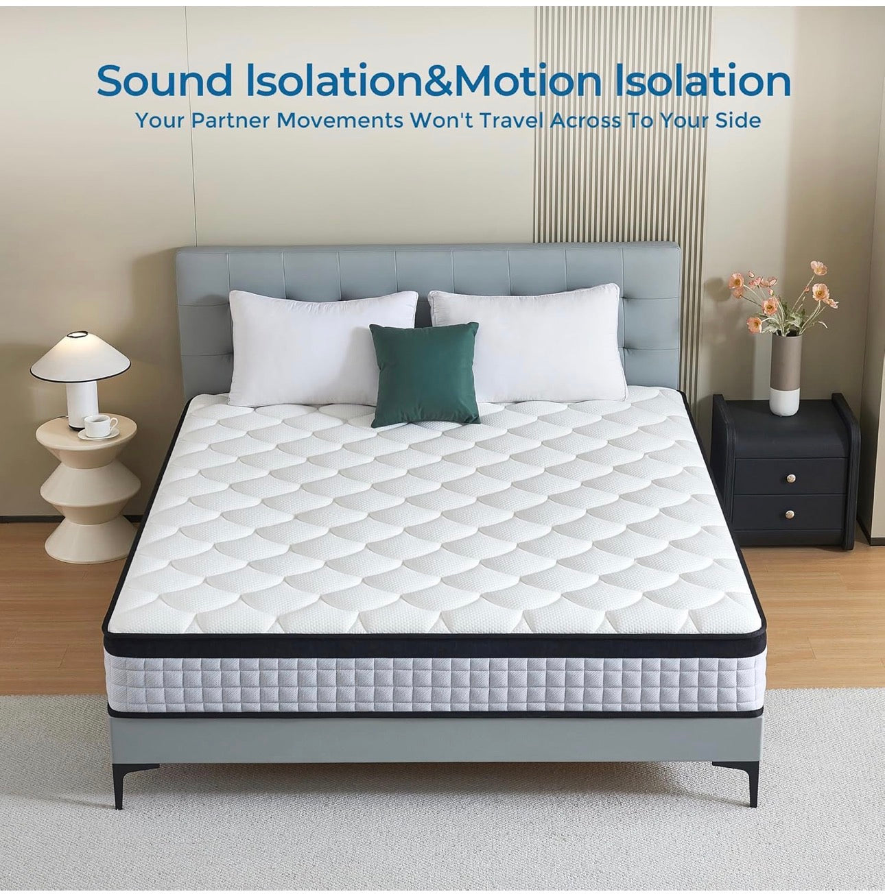 Single Mattress 3FT,9 Inch 9-Zone Orthopedic Mattress with Memory Foam & Pocket Springs and 3D Breathable Fabric- Motion Isolation (90x190x22cm)