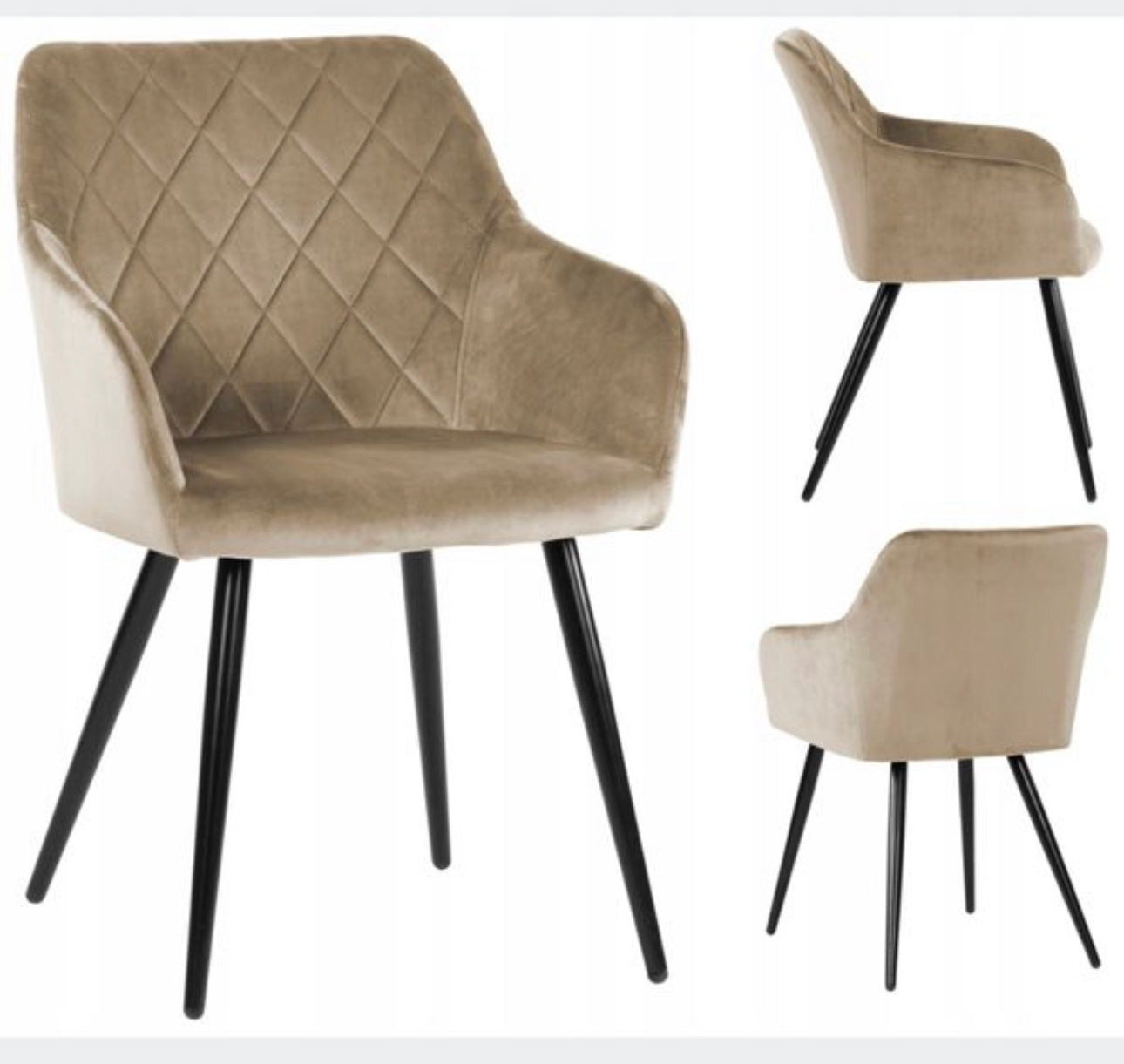 Set of 4 Shades of beige upholstered chairs