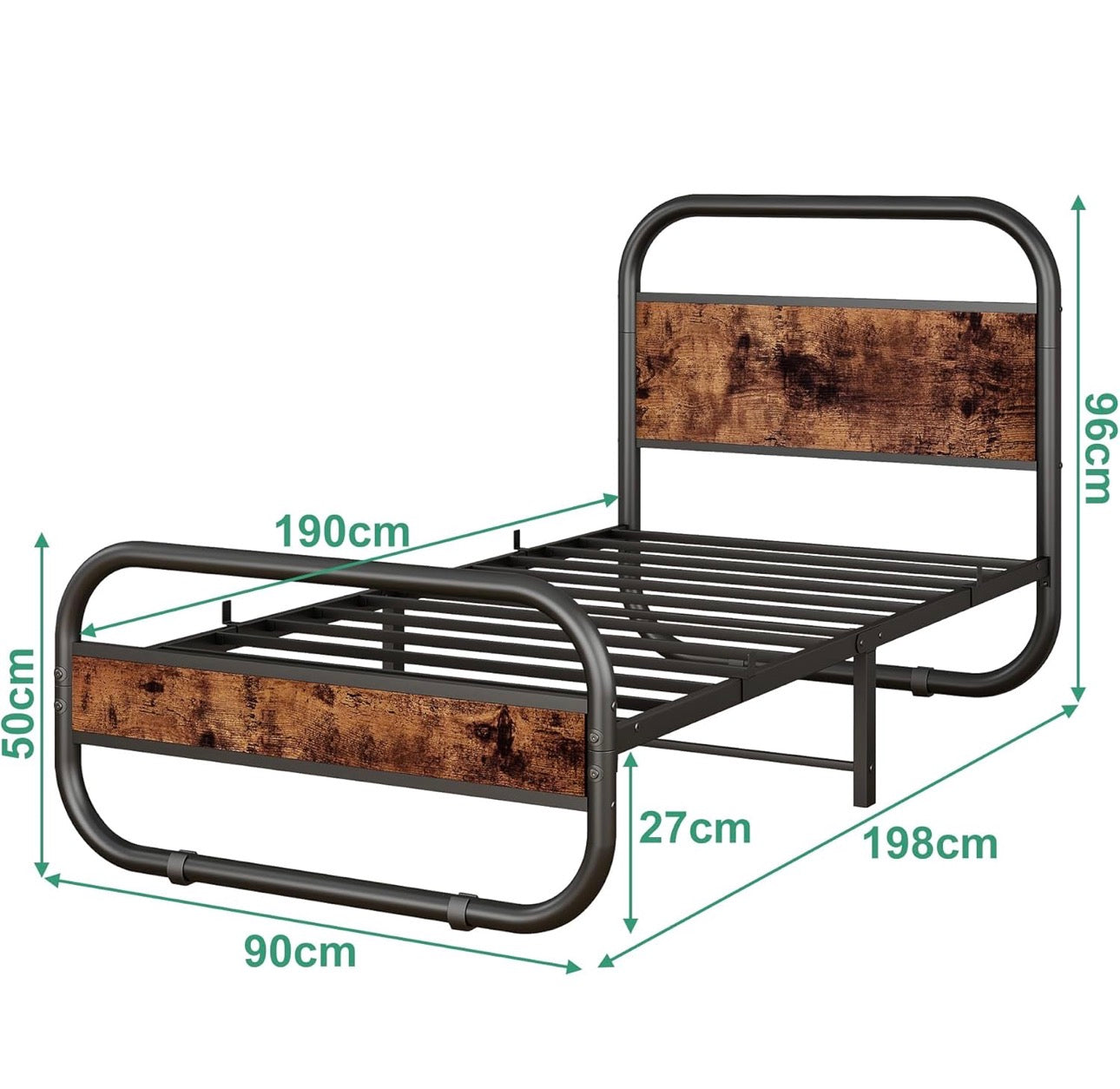 3ft Single Bed Frame with Headboard,Oval-Shaped