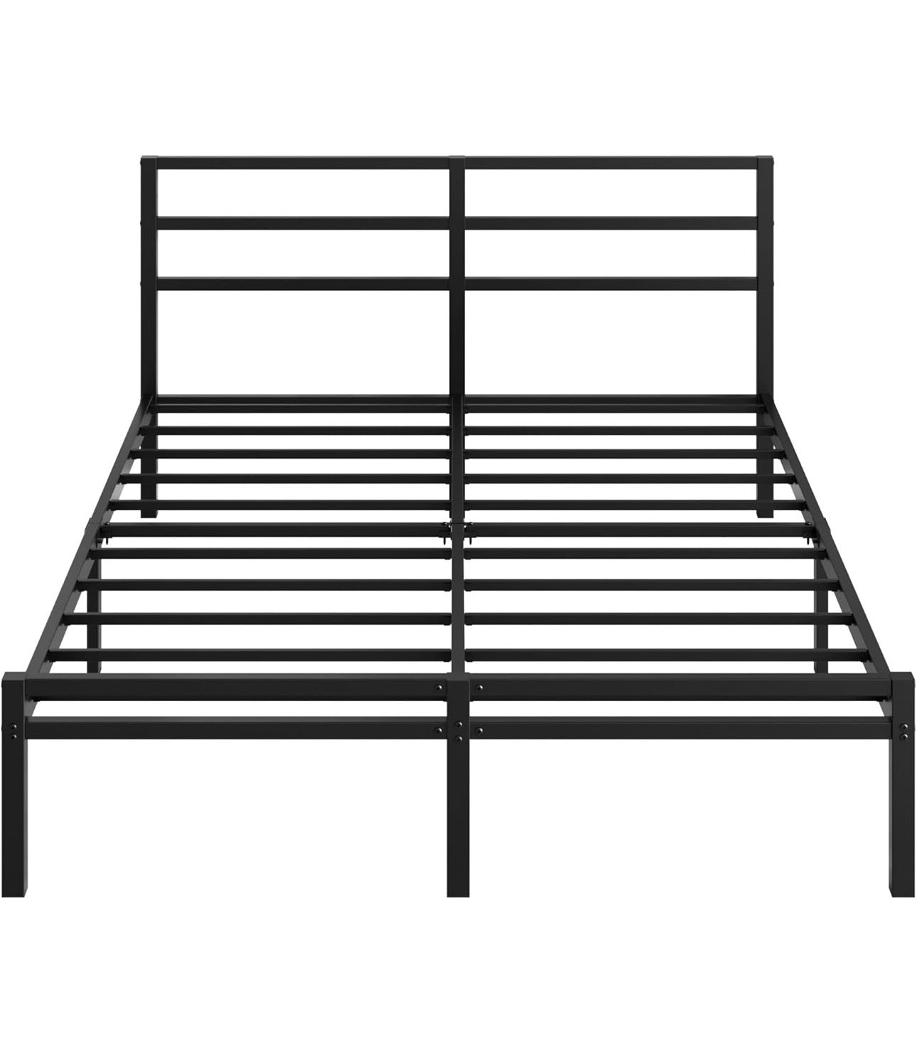 Metal Double Bed Frame with Headboard and Footboard | Fits 135 x 190 cm Mattress, Steel Slats Support, 30 cm Storage Space Underbed, Noise Free, Easy Assembly, Black
