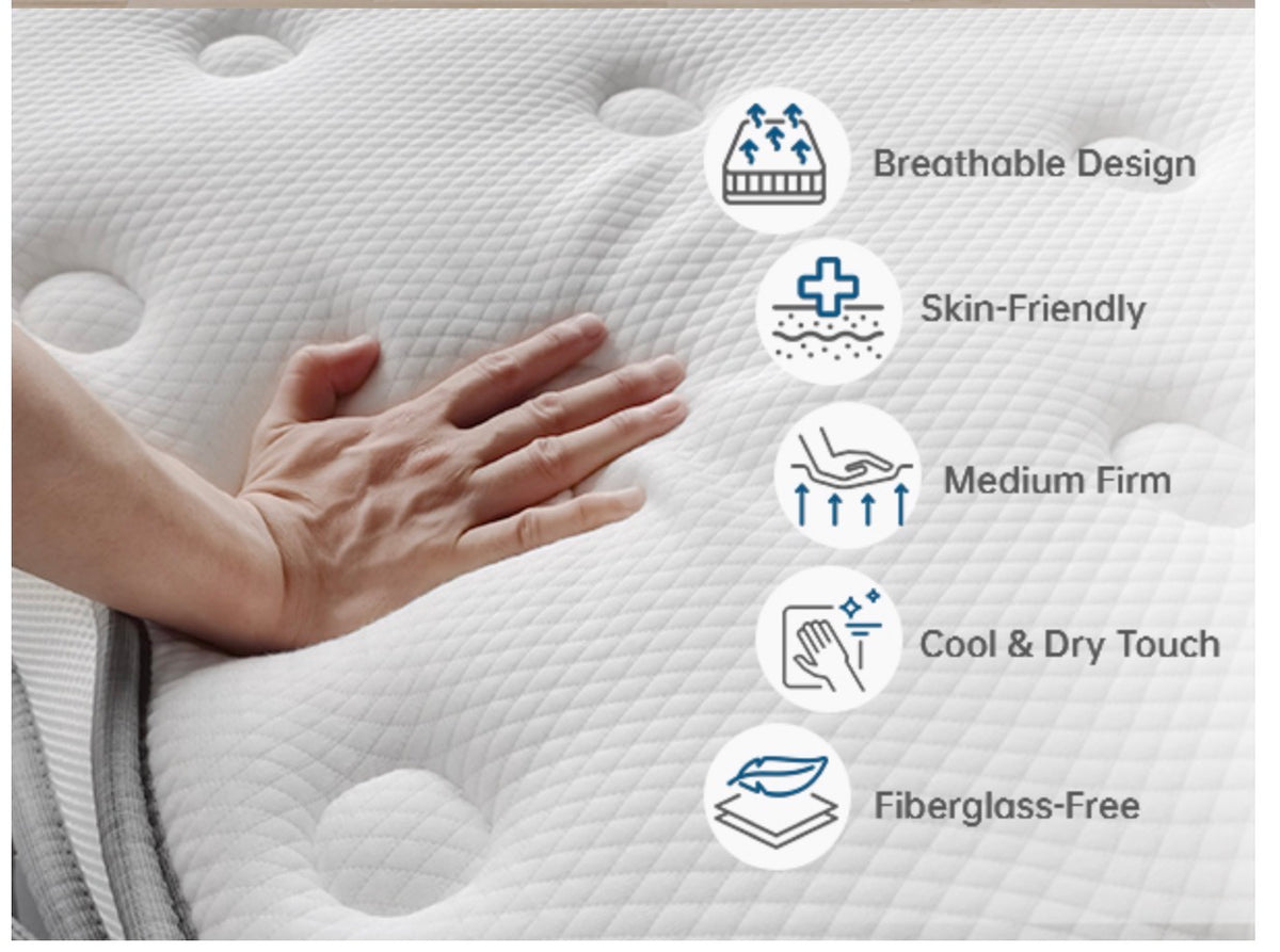 25cm Double Mattress Medium Firm 7-Zone Support Hybrid 135x190cm
4FT6 Mattresses With Memory Foam Pocket Sprung 10 Inch Pressure & Back Pain Relief Edge Support Motion Isolation in a Box