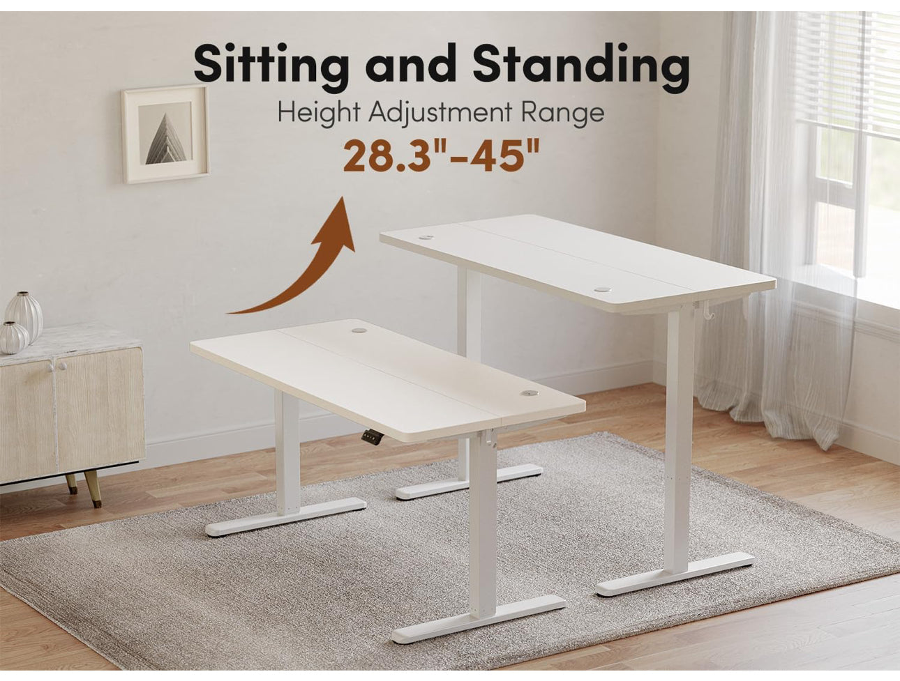 Electric Height Adjustable Standing Desk, 60x140cm