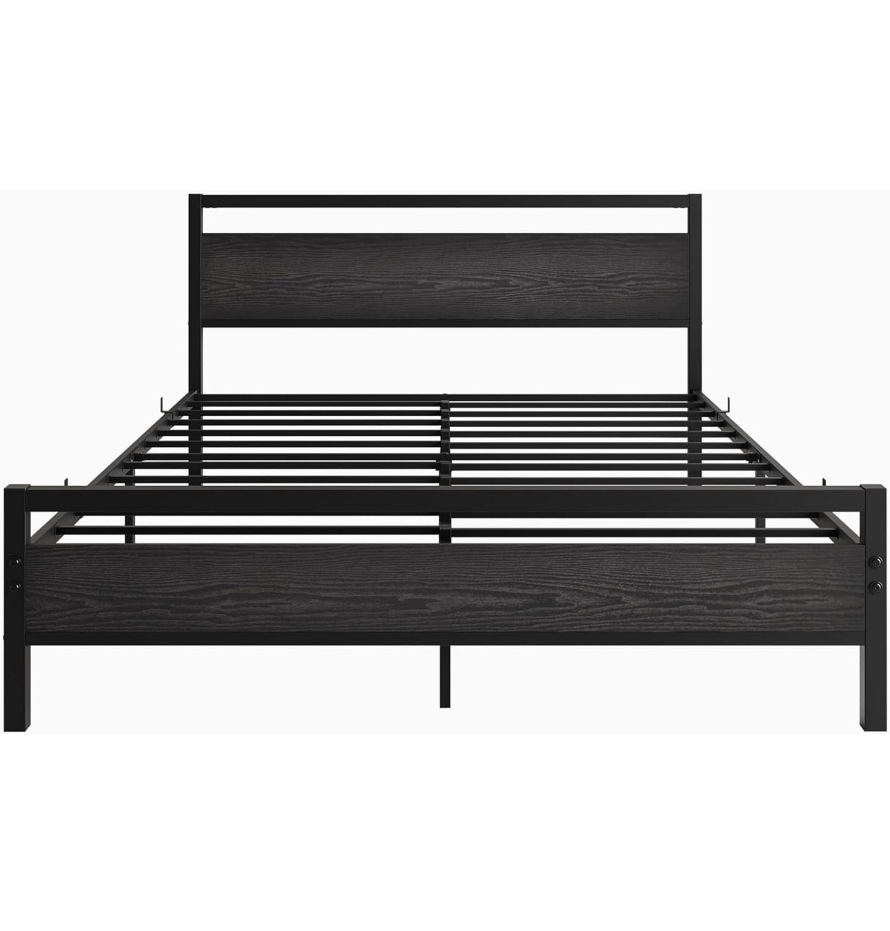 King Size Bed Frame with Wood Headboard,Heavy Duty Metal Platform