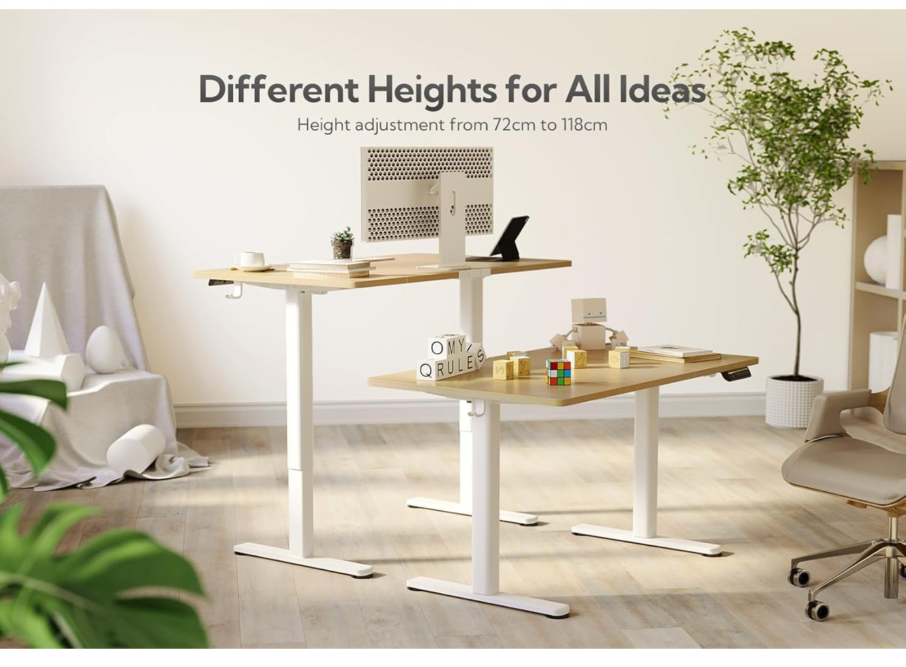 Electric Standing Desk, Adjustable Height Stand up Desk, 160x60 cm