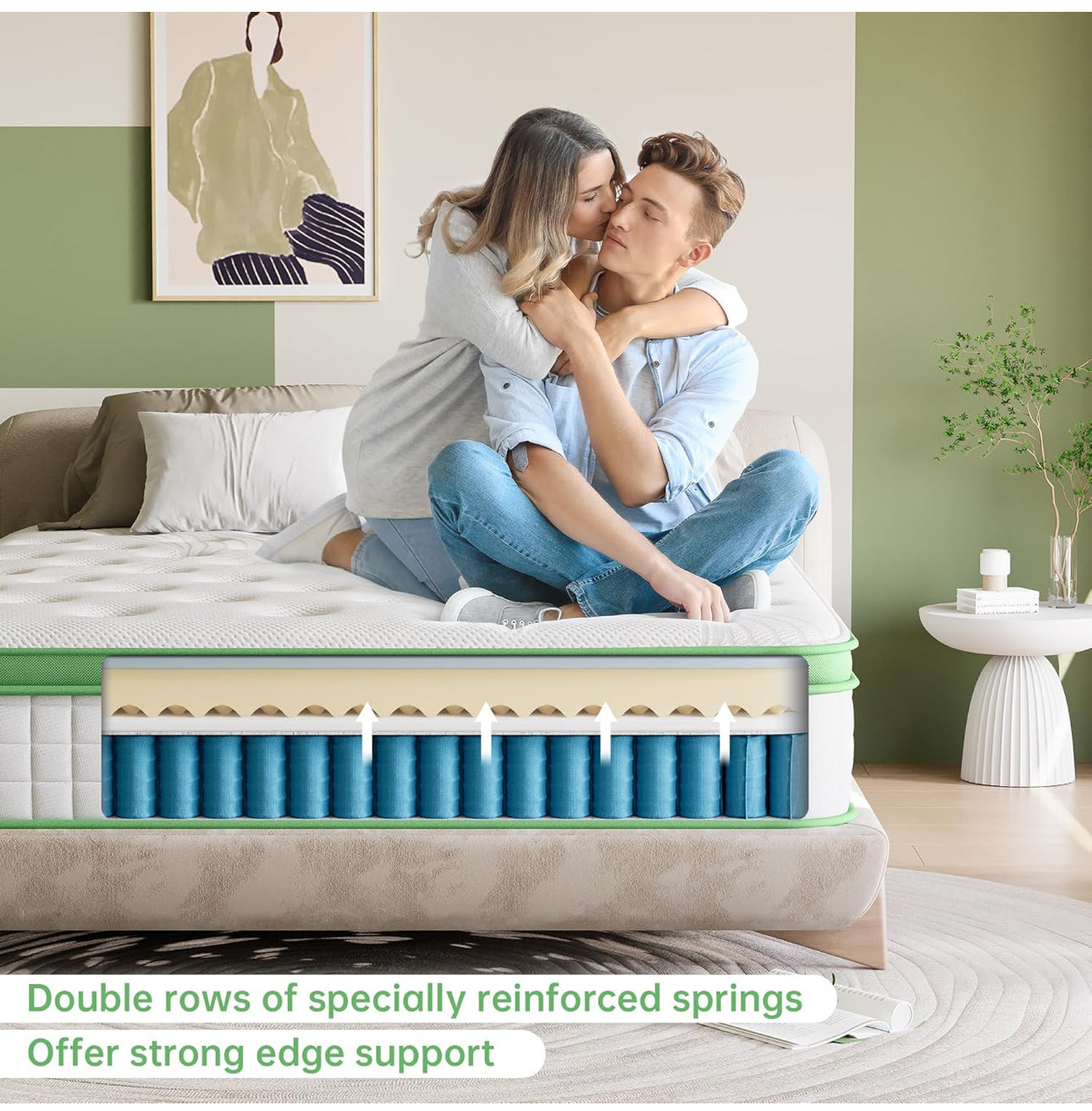 Single, 10 Inch Hybrid Mattress, Medium Firm
with Gel Memory Foam