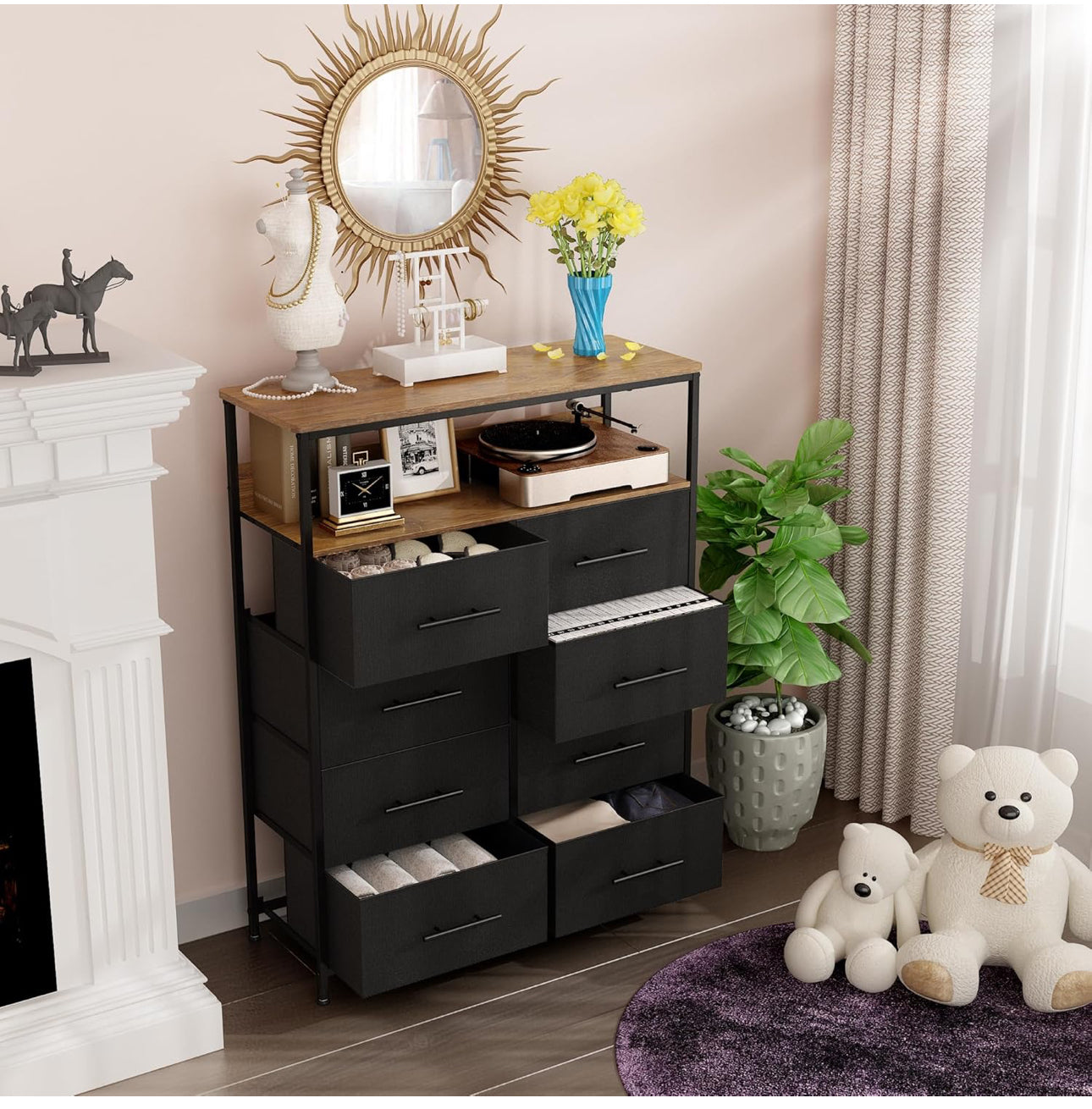 Chest of Drawers, Dresser for Bedroom with 8 Fabric Drawers