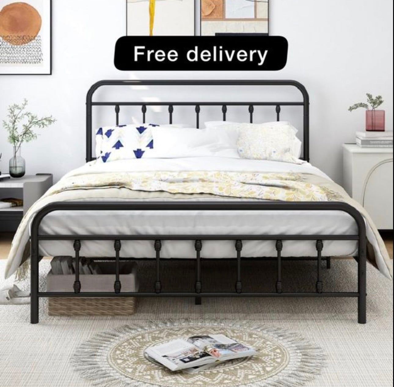 King Size Bed Frame with Headboard and Footboard S