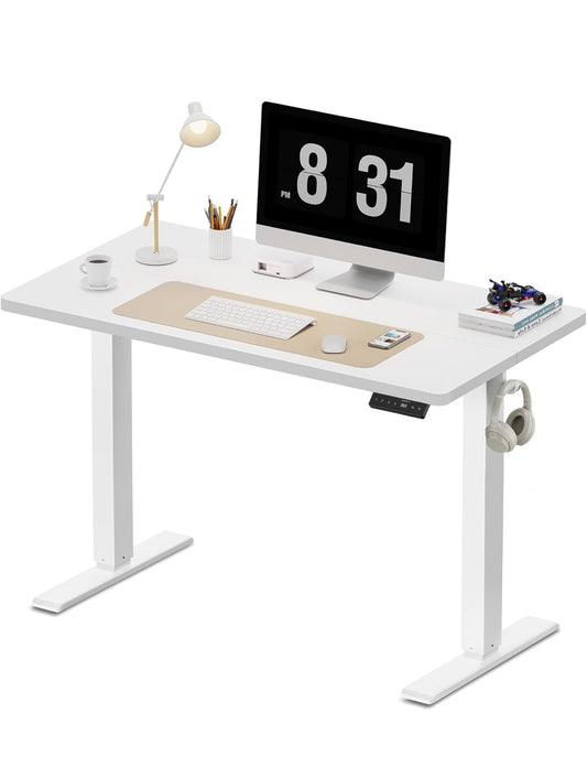100 x 60 cm Standing Desk, Electric Height Adjustable Desk with 2 Hooks