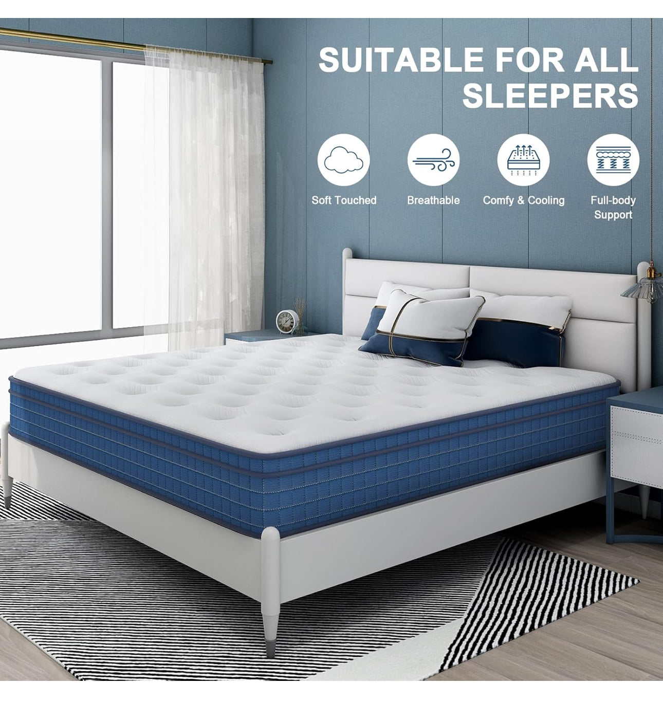 Double Mattress, 4FT6 Hybrid Mattress with Pocket Sprung