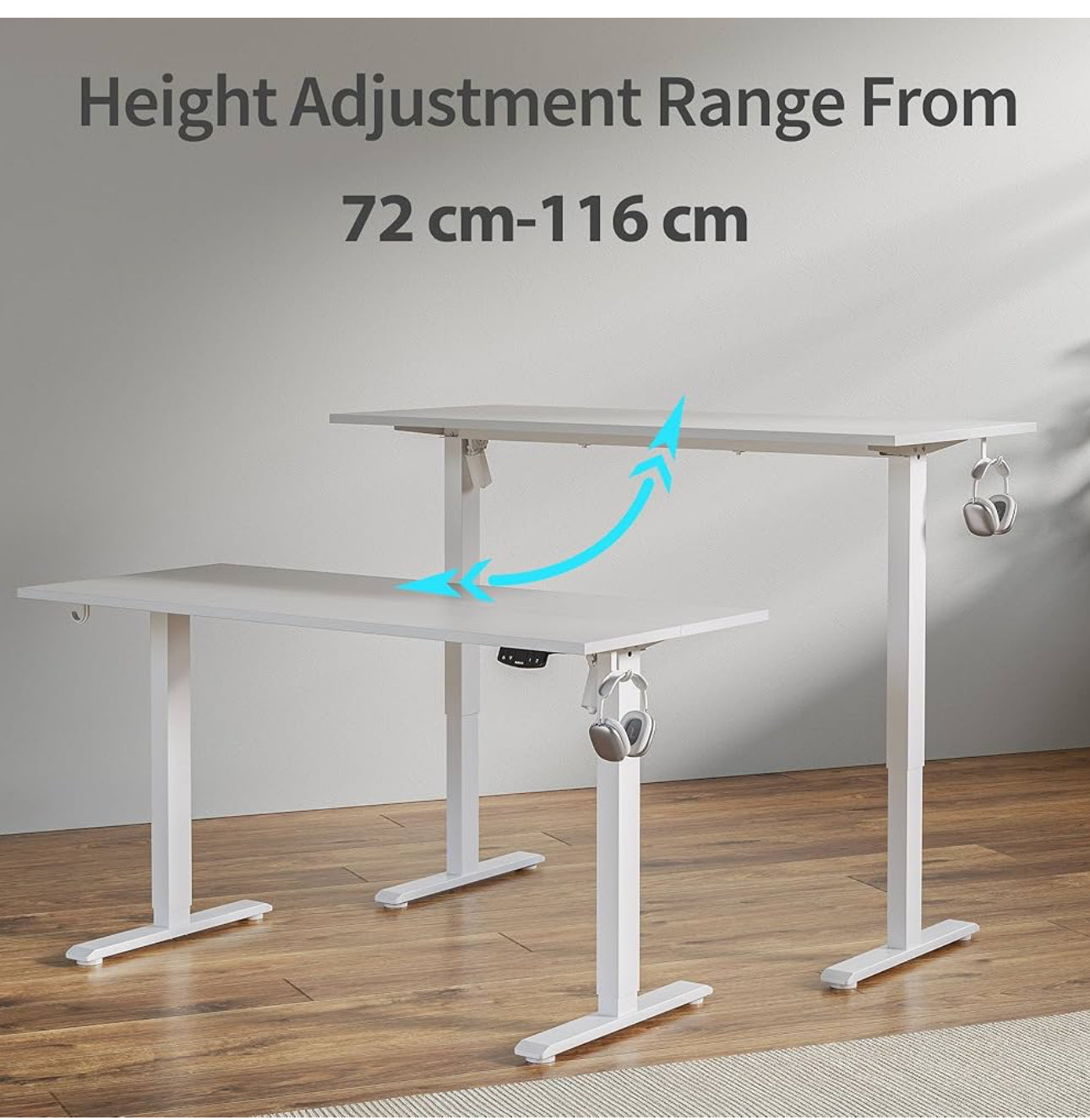 Electric Standing Desk, 120 x 60 cm Height Adjustable