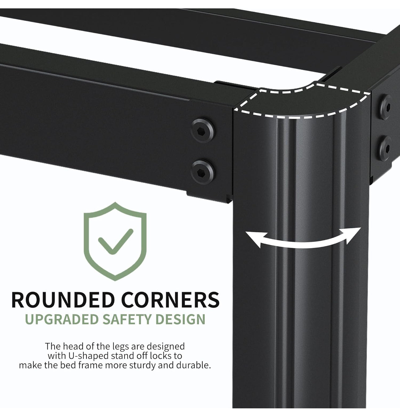 Small Double Bed Frame 4ft with Rounded Corner Legs, 41 cm