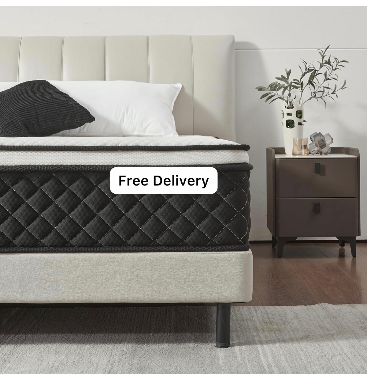 Double Mattress 25cm with Memory Foam & Pocketing Spring |In a Box,Medium Firm, Motion Isolation,Edge Support,Breathable Cover,White (135 * 190 * 25cm)