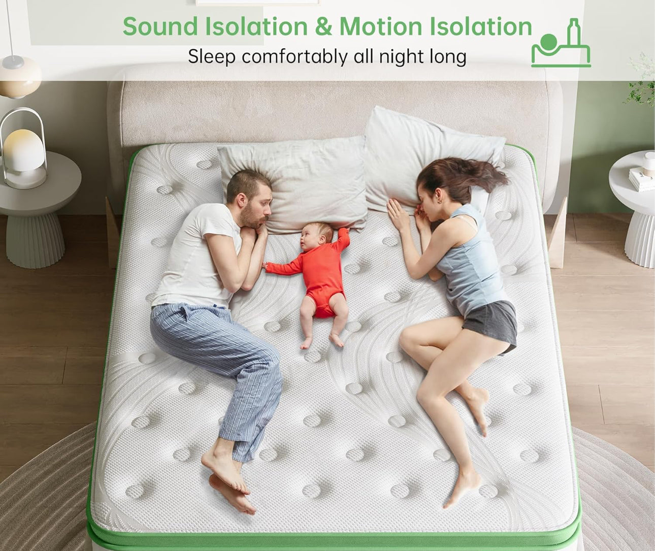 Single, 10 Inch Hybrid Mattress, Medium Firm
with Gel Memory Foam