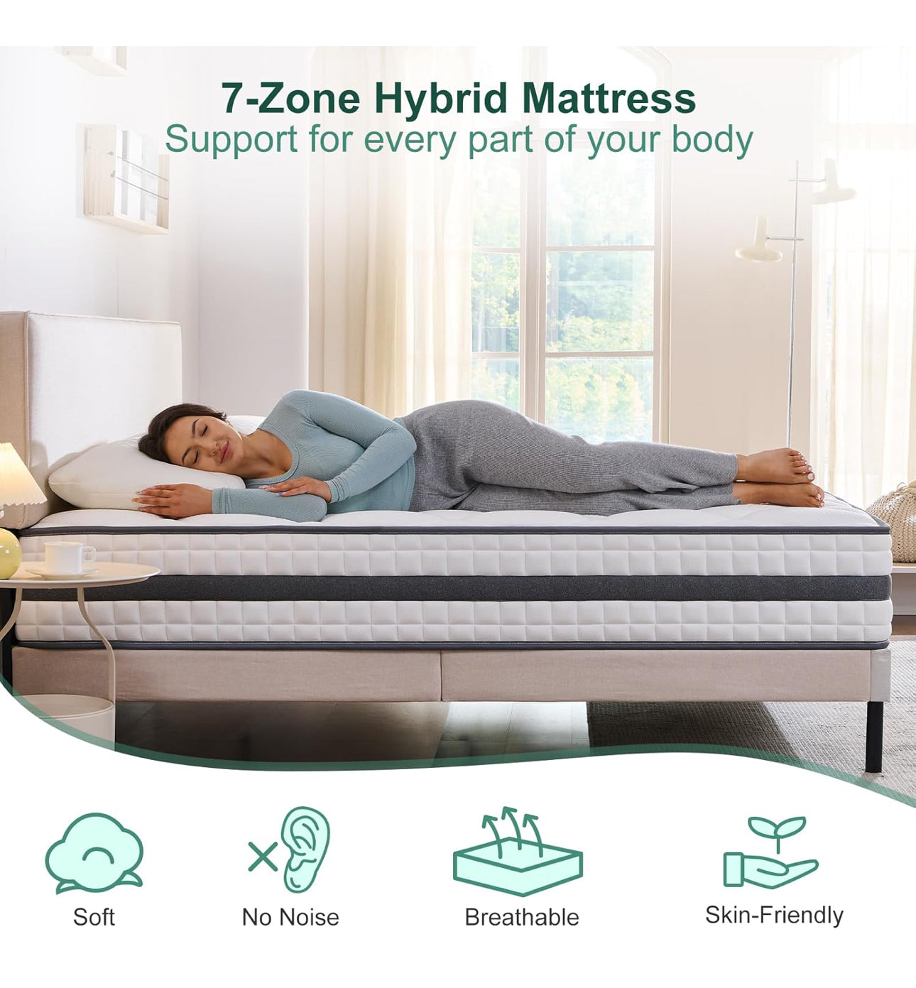 King Mattress, Hybrid Memory Foam and Spring