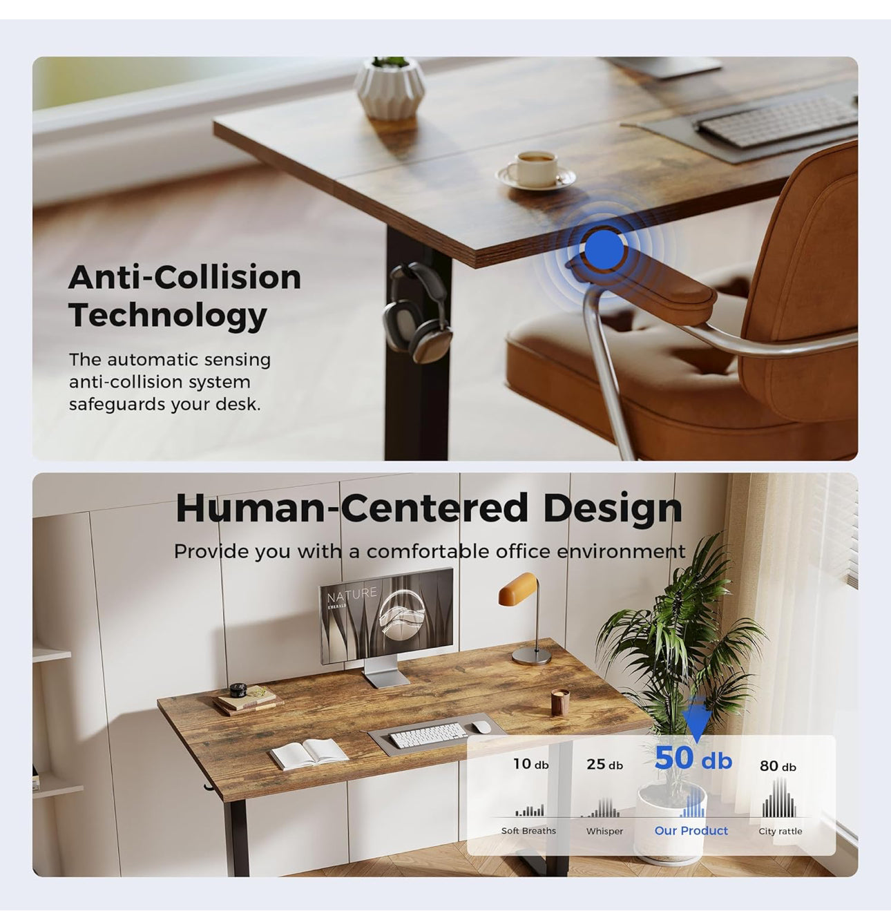 Electric Standing Desk, 100 x 60 cm Height Adjustable
