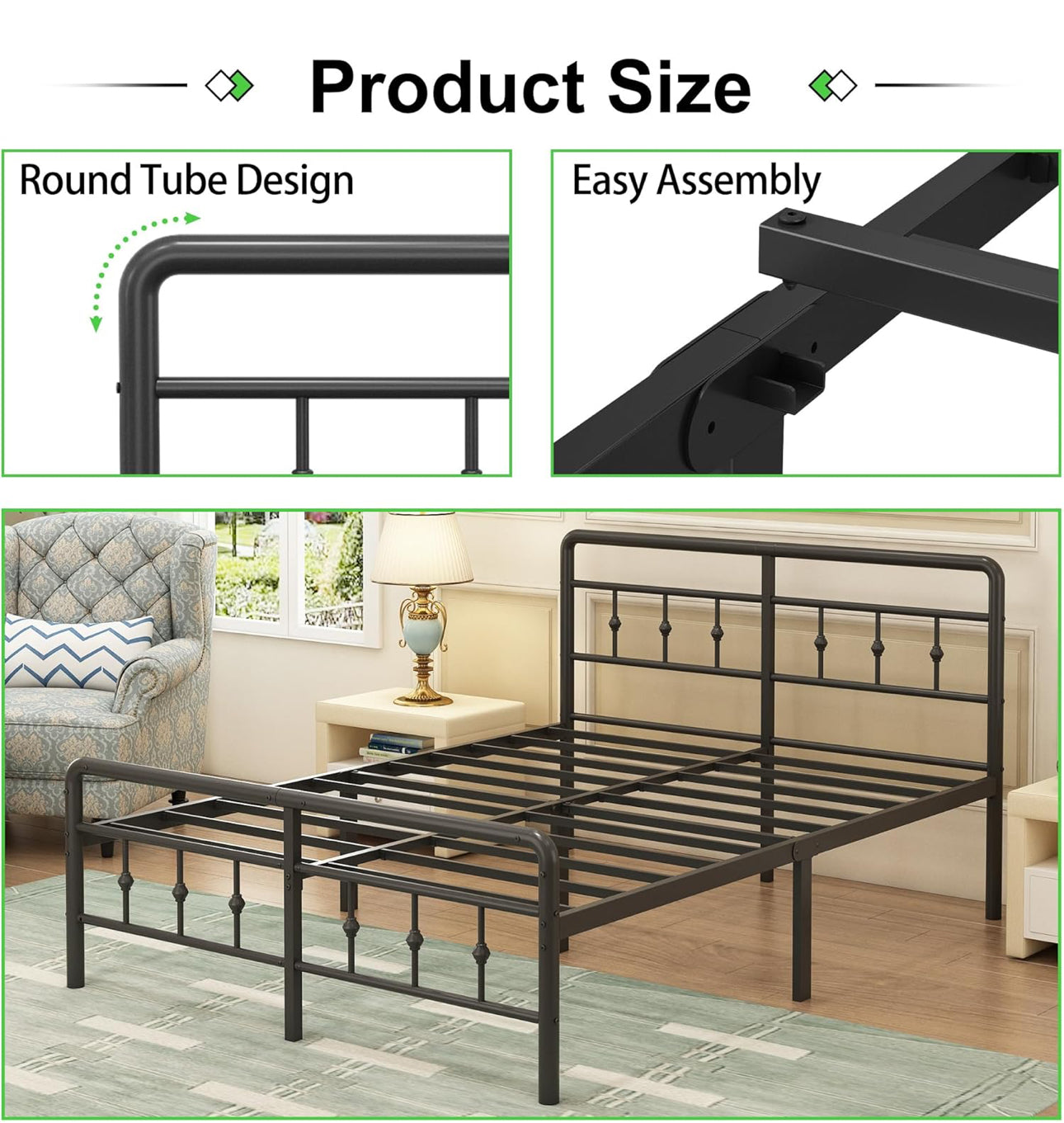 Small Double Bed Frame 4ft with Victorain Headboard and Footboard