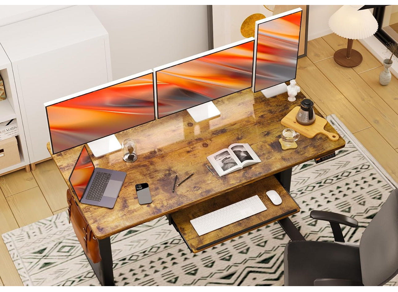 Electric Standing Desk with Keyboard Tray 140x60cm