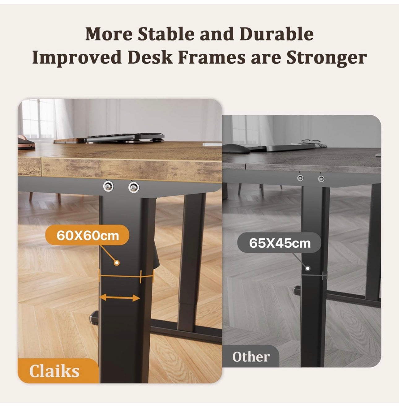 Standing Desk with Drawer Keyboard Tray, 120x60cm