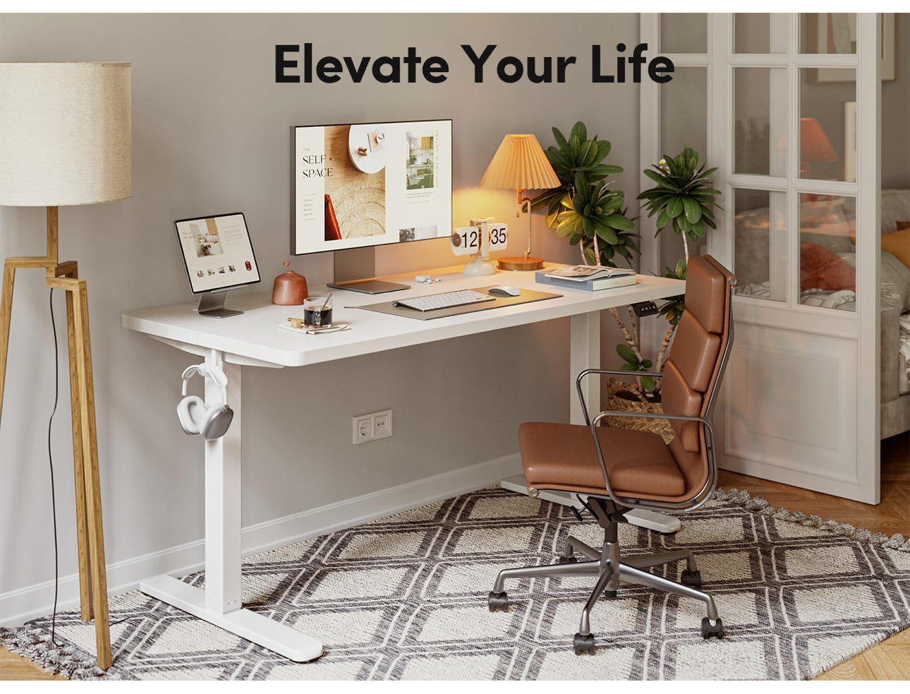 Electric Height Adjustable Standing Desk, 60x140cm