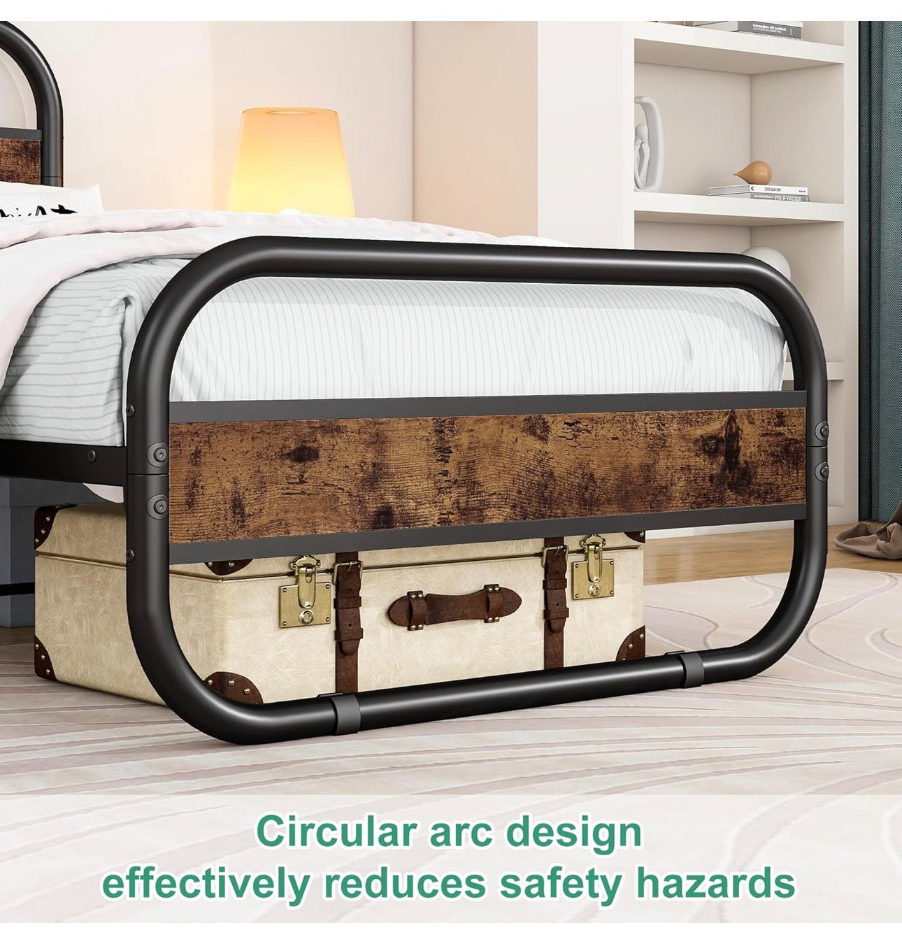 3ft Single Bed Frame with Headboard,Oval-Shaped