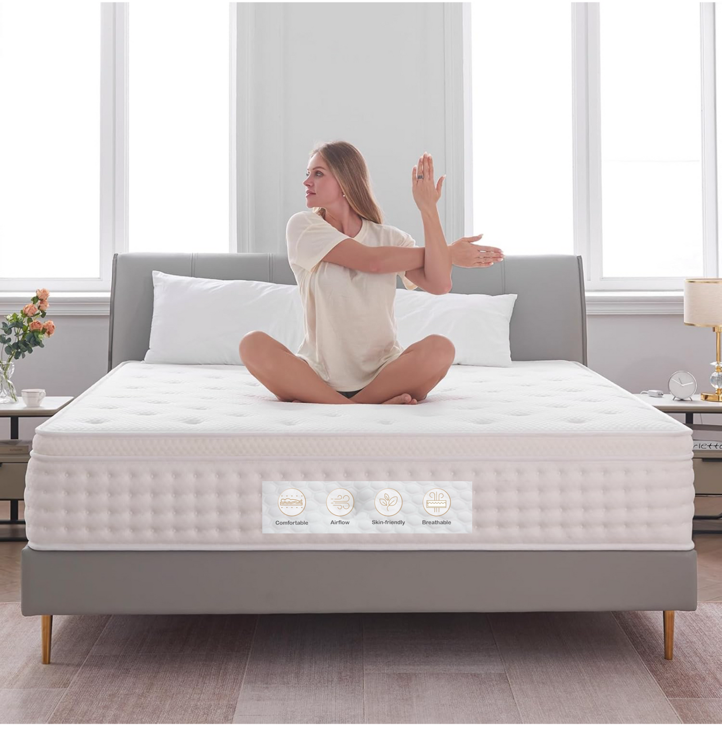 Small Double Mattress,10.2 Inch Medium Firm Memory Foam Pocket Sprung