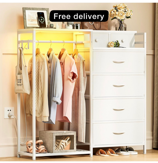 Chest of Drawers Bedroom with Hanging Rail, Built-