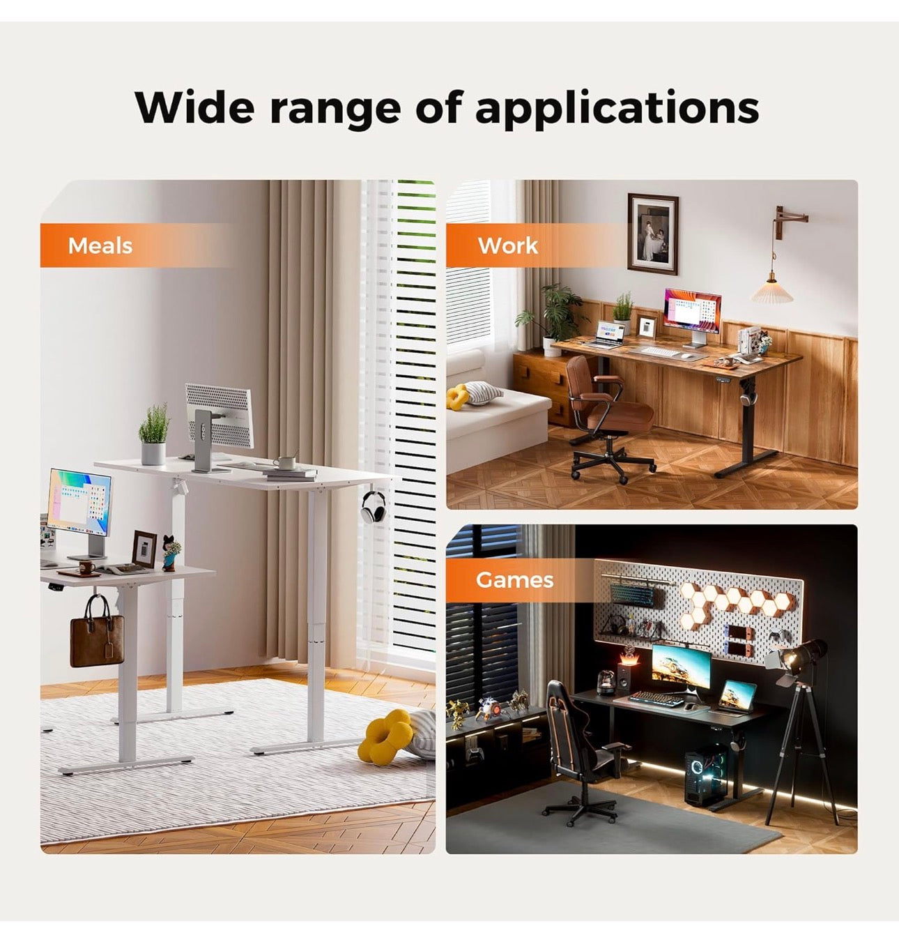 Height-Adjustable Electric Desk, 140x80 cm Sit-Stand Office Desk, Computer Desk with Memory Function, Standing Desk, Gaming Desk, White