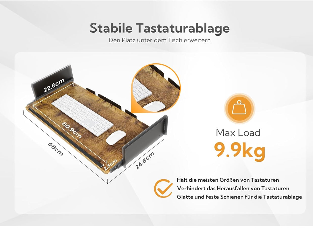 Electric Standing Desk with Keyboard Tray 140x60cm