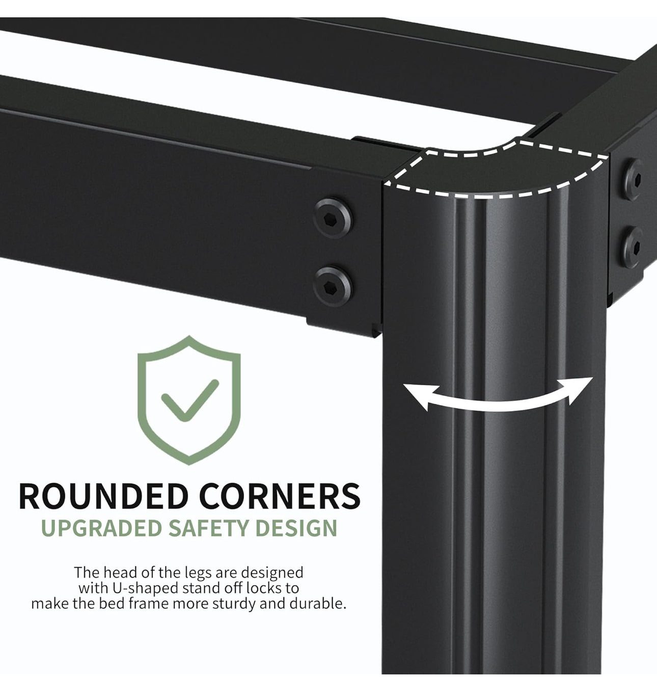 4ft 6 Double Bed Frame, Heavy Duty Metal Bed Frame Double with Steel Slats, Black
41 cm High
