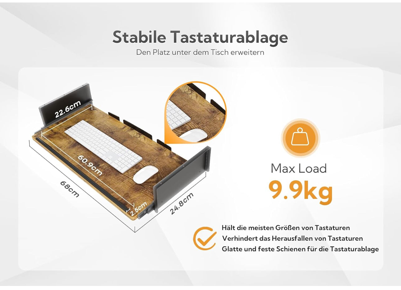 Height Adjustable Desk with Keyboard